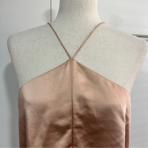 Obando Collective Size 2 Gold Pink Elegant Satin Halter Top Silky Tank Shell - Picture 7 of 16
